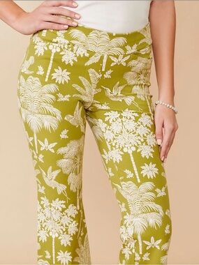 Spartina 449 Maren Stretch Pant Sugar Mill Palms Birds Toile Size Small